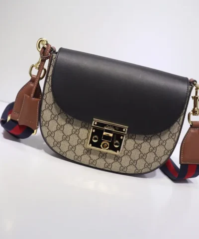 Fake Gucci Supreme Monogram Web Medium Padlock Messenger Shoulder Bag - high-quality designer bag dupe