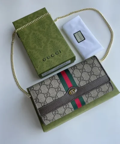 GUCCI OPHIDIA GG CHAIN WALLET - top-grade luxury bag dupe