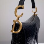 Replica Dior Saddle Bag Crocodile Black