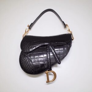 Replica Dior Saddle Bag Crocodile Black - high-quality designer bag dupe