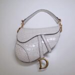Replica Dior Saddle Bag Crocodile White