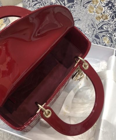 Fake Lady Dior Large Red Patent - premium superclone handbag