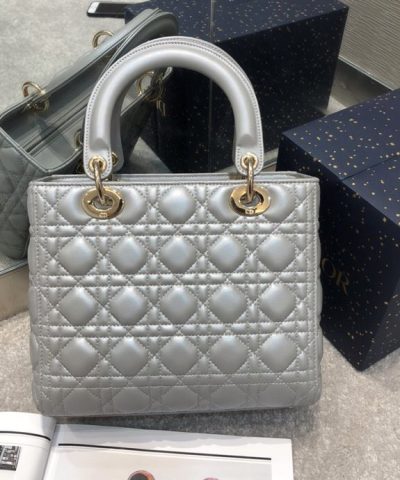 Replica Lady Dior Large Silver - best quality fake designer bag