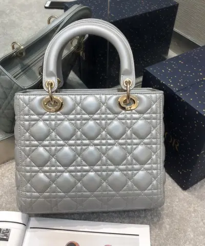 Replica Lady Dior Large Silver - best quality fake designer bag