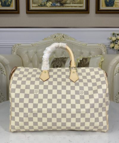 Fake Louis Vuitton Speedy White Grid - 1:1 premium replica handbag