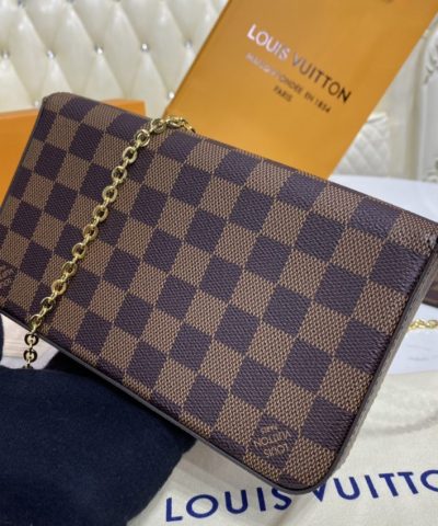 Replica Louis Vuitton Félicie Pochette Brown Grid - ultra-realistic fake purse
