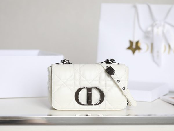 Replica Dior Caro Bag White Gunmetal - 1:1 premium replica handbag