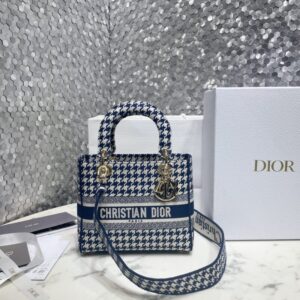Replica Lady Dior Medium D – Lite Houndstooth Canvas - best quality fake designer bag