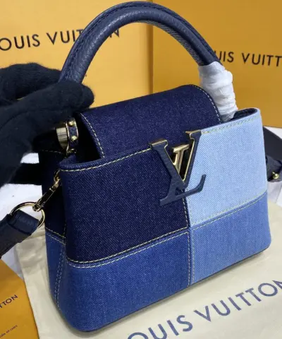 Fake Loius Vuitton Capucines Denim - designer handbag clone