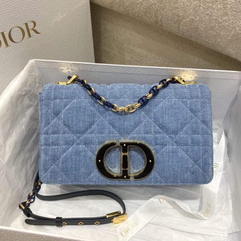 Fake Dior Caro Bag Denim Blue - high-end replica designer purse
