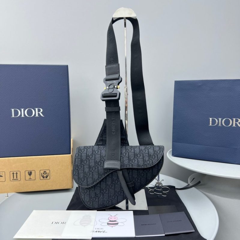 Fake Dior Saddle Bag Oblique Black - ultra-realistic fake purse