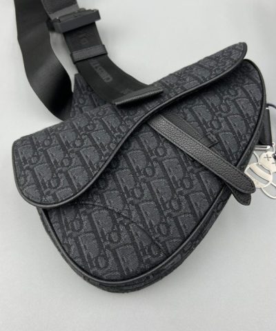Fake Dior Saddle Bag Oblique Black - high-quality designer bag dupe