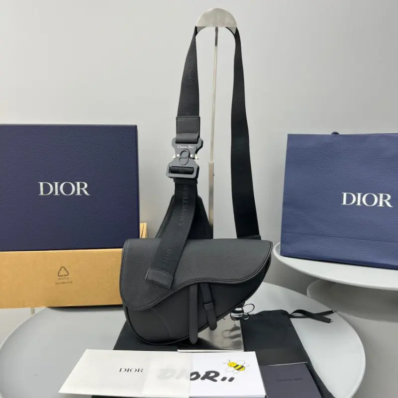 Replica Dior Saddle Bag Full Black Calfskin - 1:1 premium replica handbag