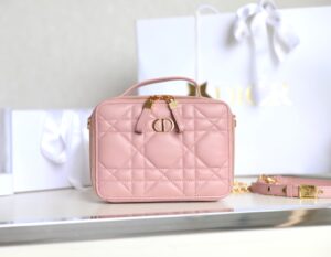 Fake Dior Caro Box Bag Pink - premium superclone handbag