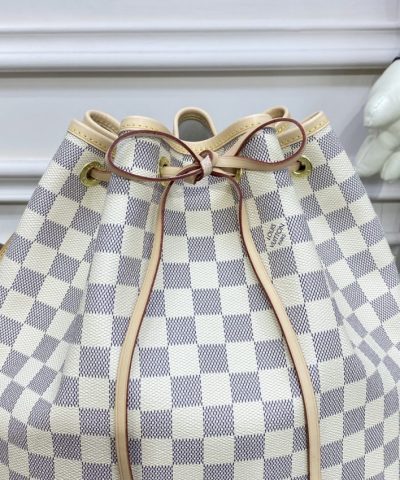 Fake Louis Vuitton Noe Bucket White Grid MM - 1:1 premium replica handbag