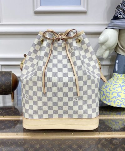 Fake Louis Vuitton Noe Bucket White Grid MM - ultra-realistic fake purse