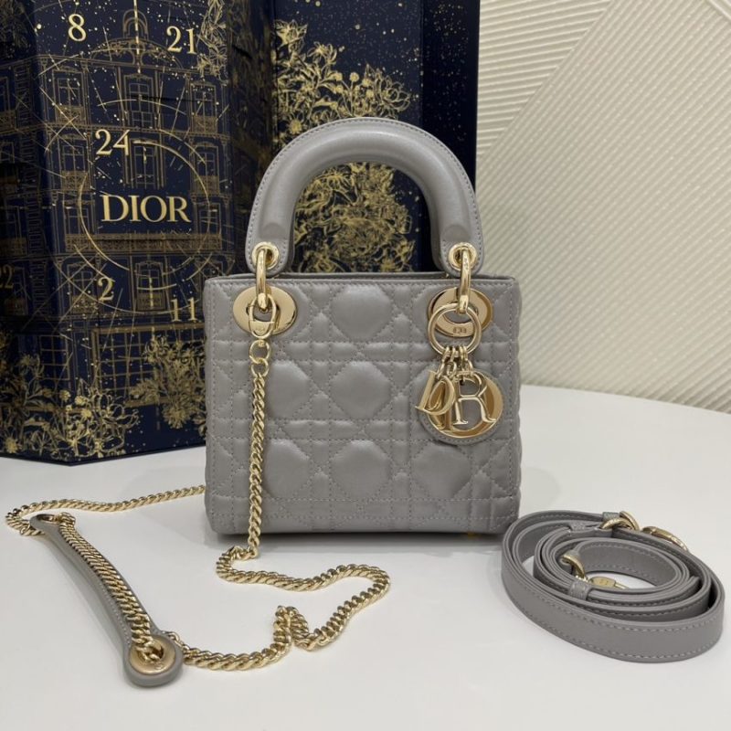 Fake Lady Dior Mini Grey Sillver - top-grade luxury bag dupe