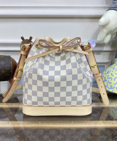 Fake Louis Vuitton Noe Bucket White Grid - top-grade luxury bag dupe