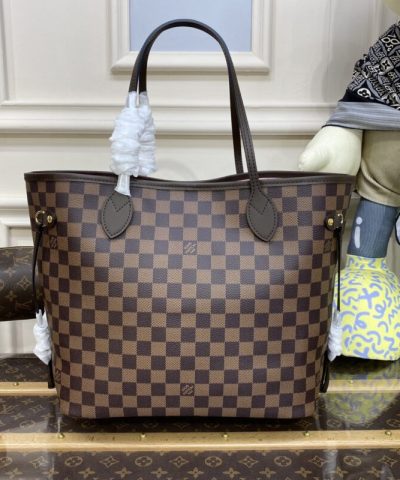 Fake Louis Vuitton Neverfull MM Grid Pink Inside - high-quality designer bag dupe
