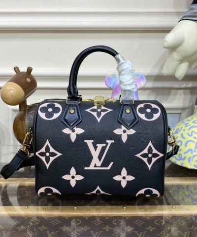 Replica Louis Vuitton Speedy Bandouliere 25 Black – Pink - top-grade luxury bag dupe