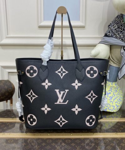 Fake Louis Vuitton Neverfull MM Black Pink - premium superclone handbag