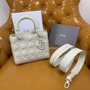 Fake Lady Dior Matte White Abc - premium superclone handbag