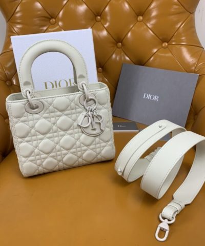 Fake Lady Dior Matte White Abc - premium superclone handbag
