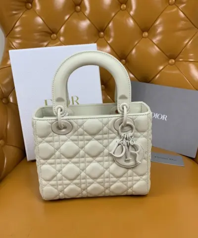Fake Lady Dior Matte White Abc - 1:1 premium replica handbag