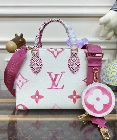 Replica LV Onthego PM Pink&White - high-quality designer bag dupe
