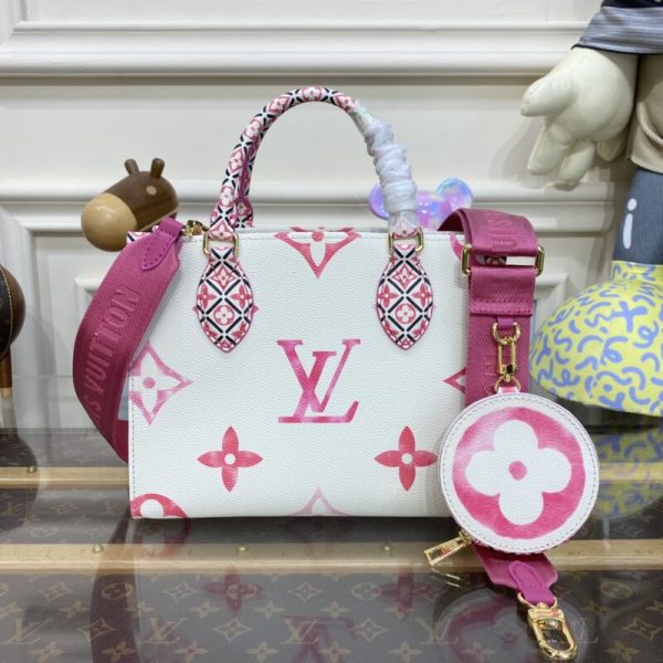Replica LV Onthego PM Pink&White - high-quality designer bag dupe