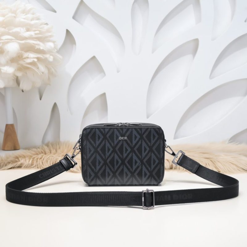 Fake Dior Zipped Pouch Diamond Black - best quality fake designer bag