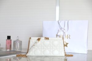 Replica Dior Miss Caro Noire Clutch White - top-grade luxury bag dupe