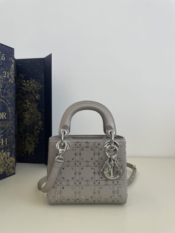 Replica Lady Dior Mini Satin Grey - affordable designer bags