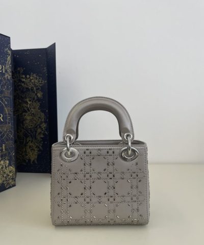 Fake Lady Dior Mini Satin Grey - premium superclone handbag