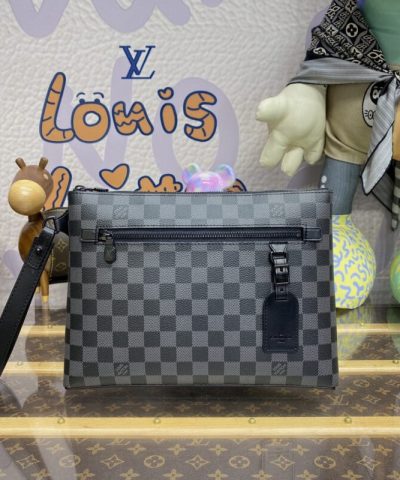 Replica Louis Vuitton Takeoff Pouch Black Grid - best quality fake designer bag