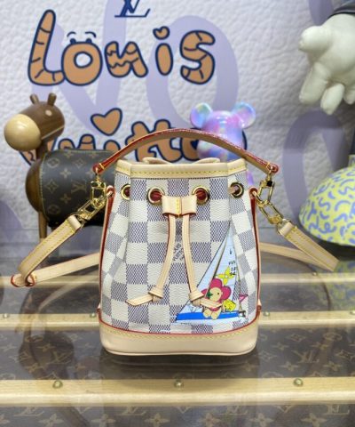 Fake Louis Vuitton Nano Noe White Grid - premium superclone handbag