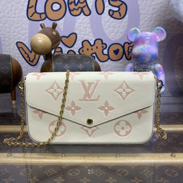 Replica Louis Vuitton Félicie Pochette White Pink