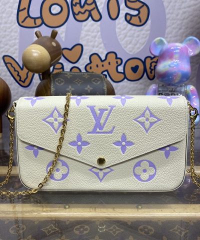 Replica Louis Vuitton Felicie Pochette White Purple - ultra-realistic fake purse