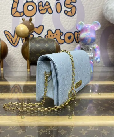Replica Louis Vuitton Wallet On Chain Lily Sky Blue - best quality fake designer bag