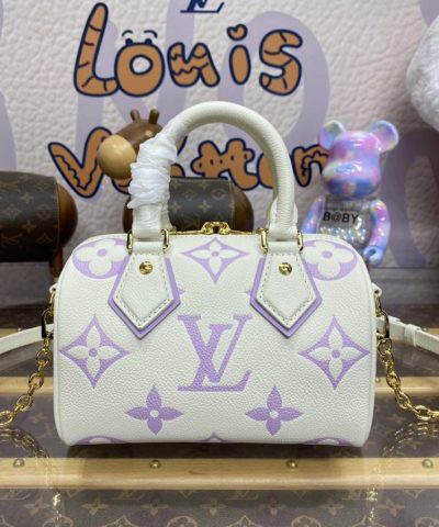 Replica Louis Vuitton Speedy Bandouliere 20 White Purple - premium superclone handbag