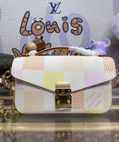 Replica Louis Vuitton Pochette Metis East West Pink Grid - top-grade luxury bag dupe