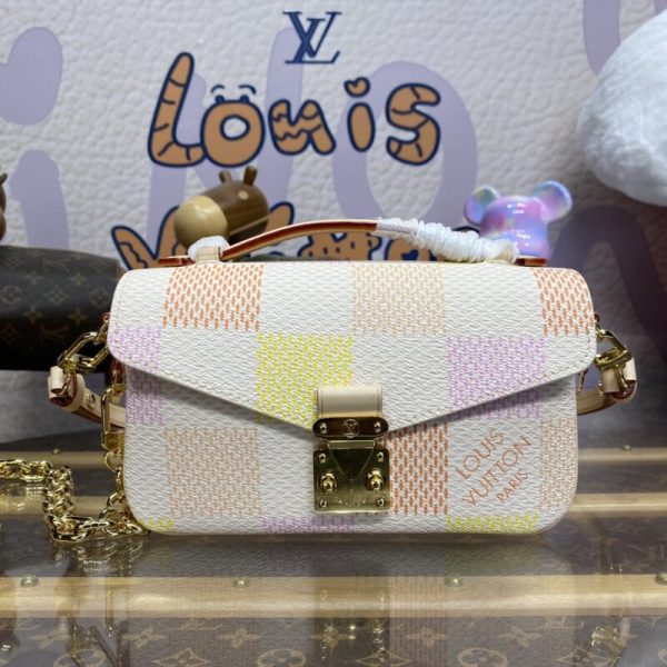 Replica Louis Vuitton Pochette Metis East West Pink Grid - top-grade luxury bag dupe