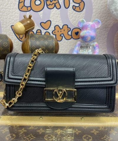 Fake Louis Vuitton Dauphine East West Black - 1:1 premium replica handbag