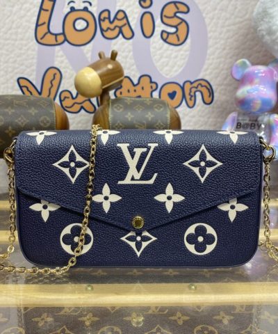 Fake Louis Vuitton Félicie Pochette Blue White - high-end replica designer purse