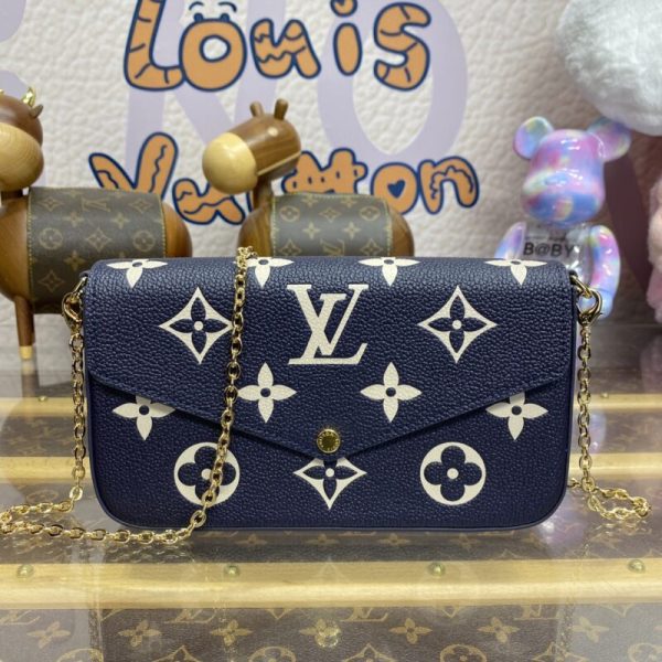 Replica Louis Vuitton Félicie Pochette Blue White