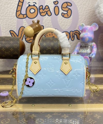 Fake Louis Vuitton Speedy Nano Blue Patent - 1:1 premium replica handbag