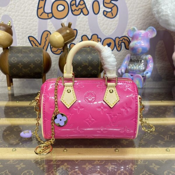 Replika torebki Louis Vuitton Speedy Nano Pink Patent - elitarna replika torebki fabrycznej