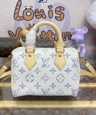 Fake Louis Vuitton Speedy Bandouliere 20 White Grey - 1:1 premium replica handbag