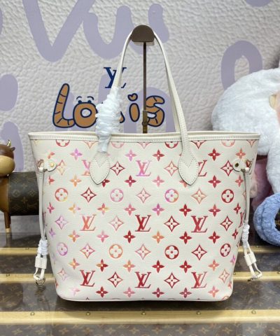 Fake Louis Vuitton Neverfull MM White Orange - designer handbag clone