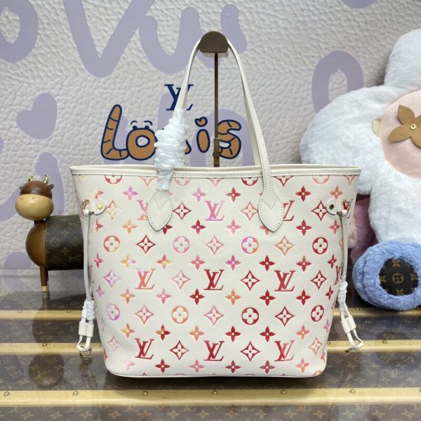 Replica Louis Vuitton Neverfull MM White Orange